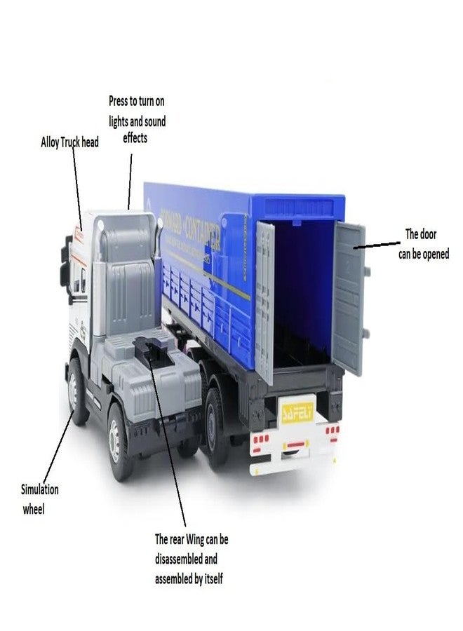 SHIPEASE شاحنة نقل لوجستية تعمل بالاحتكاك من SHIPEASE، لعبة للأطفال من الأولاد والبنات، حجم كبير 1:24، نموذج من سبيكة مصبوبة، شاحنة حاويات بضائع مع ضوء وصوت، مركبة سحب للخلف (عبوة من قطعة واحدة، متعددة الألوان) - Image 2
